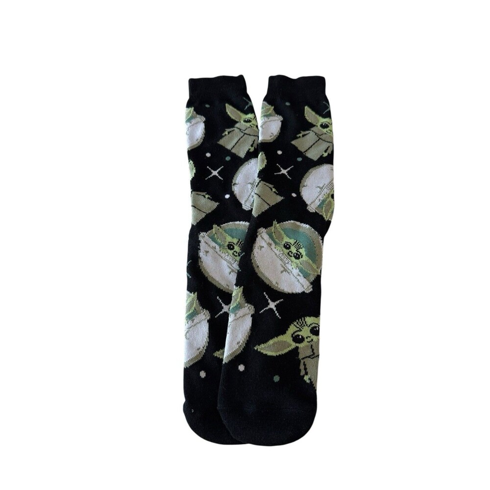 Star Wars The Mandalorian Baby Yoda Grogu Crew Socks Adult Size - Lucasfilm